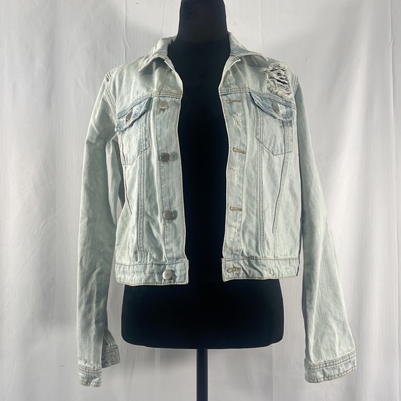 Distressed Light washed blue Denim jacket,Large - Picture 9 of 9